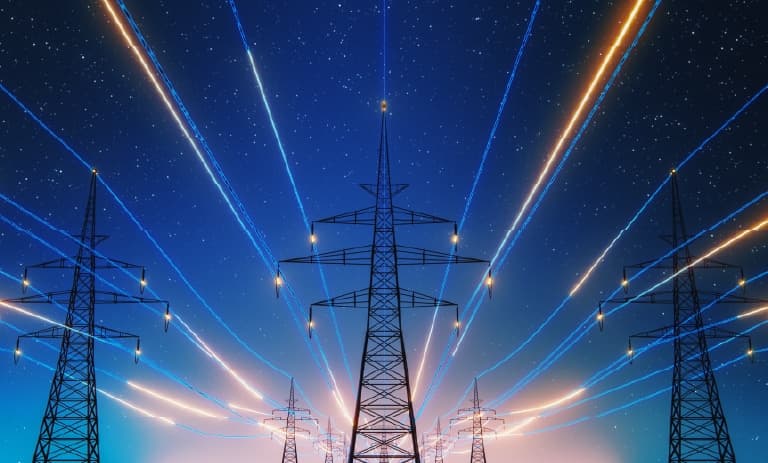 Correntes elétricas que passam pelas linhas de energia